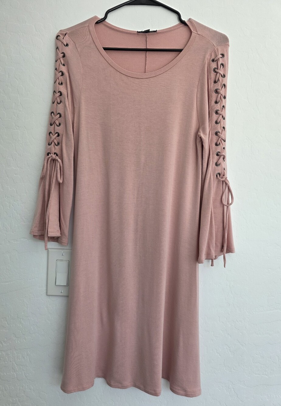 Express Blush Pink Long Sleeve Swing Dress